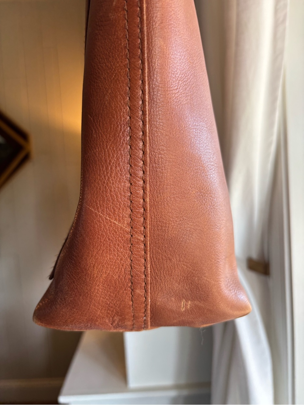 Madewell Medium Transport Tote Leather Bag English Saddle Brown Front Pocket - Picture 3 of 9
